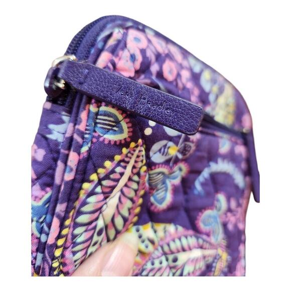 Vera Bradley mini hipster crossbody bag Batik leaves purple purse handbag fall - Picture 5 of 12